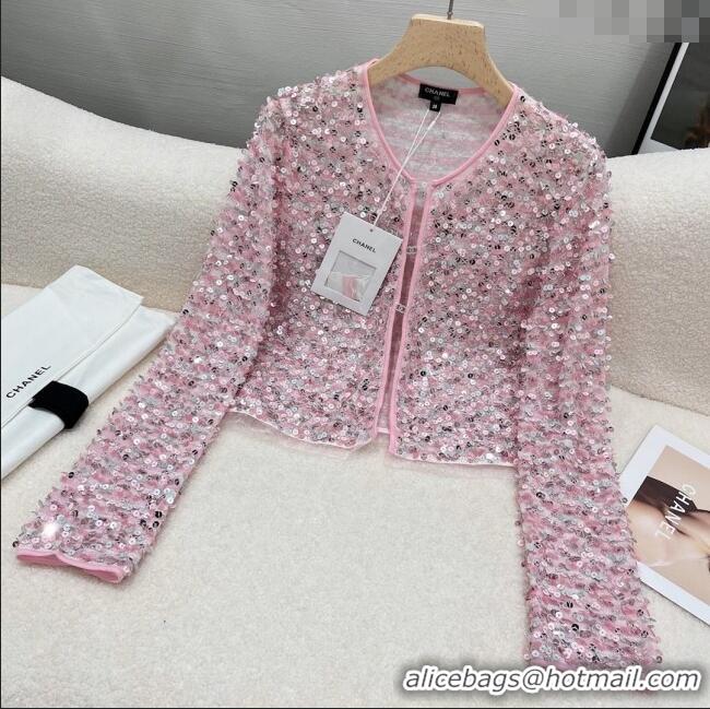 Top Quality Chanel Sequin Cardigan CH072524 Pink 2025