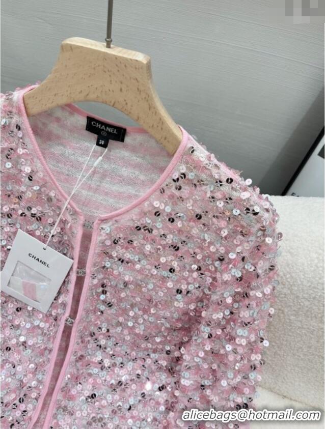 Top Quality Chanel Sequin Cardigan CH072524 Pink 2025