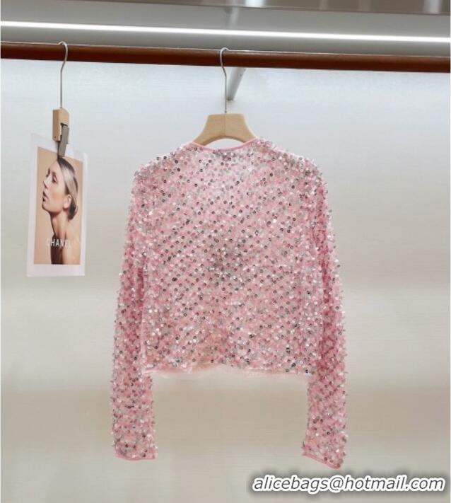 Top Quality Chanel Sequin Cardigan CH072524 Pink 2025