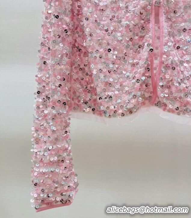 Top Quality Chanel Sequin Cardigan CH072524 Pink 2025