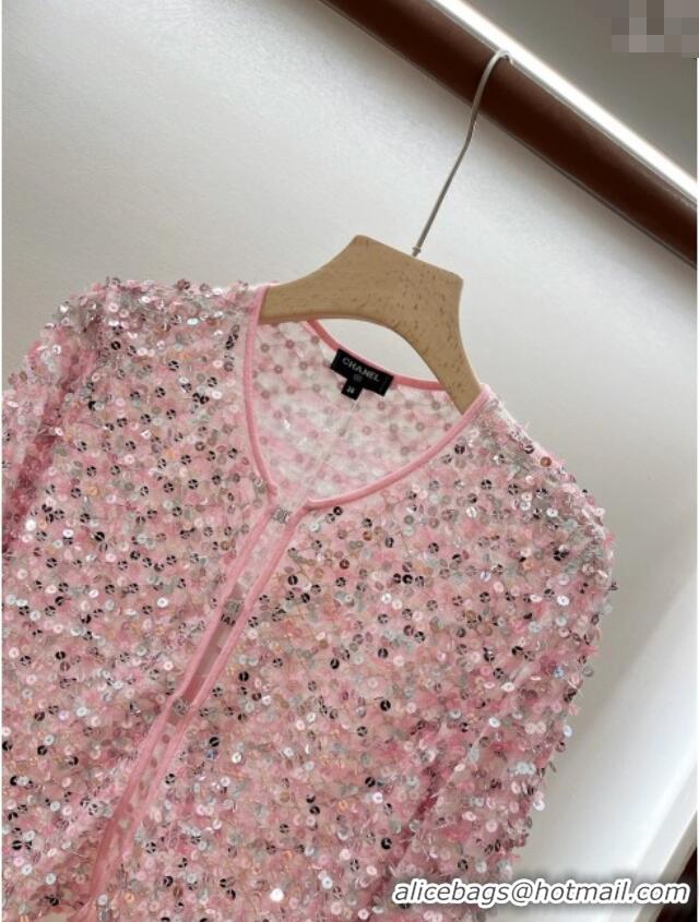 Top Quality Chanel Sequin Cardigan CH072524 Pink 2025