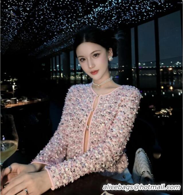 Top Quality Chanel Sequin Cardigan CH072524 Pink 2025