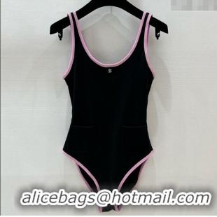 ​Best Price Chanel Stretch Jersey Swimsuit CH8601 Black/Pink 2025