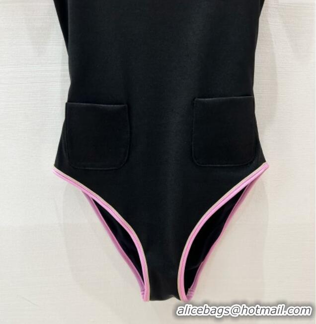 ​Best Price Chanel Stretch Jersey Swimsuit CH8601 Black/Pink 2025