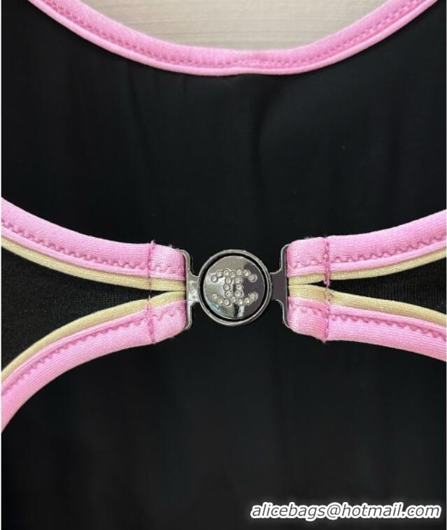 ​Best Price Chanel Stretch Jersey Swimsuit CH8601 Black/Pink 2025