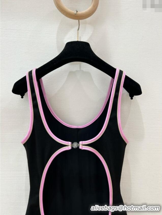 ​Best Price Chanel Stretch Jersey Swimsuit CH8601 Black/Pink 2025