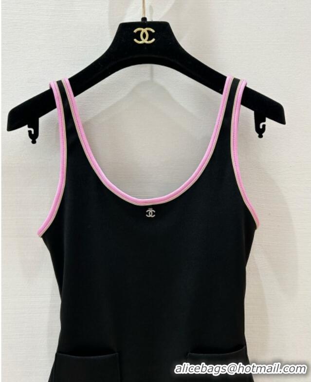 ​Best Price Chanel Stretch Jersey Swimsuit CH8601 Black/Pink 2025
