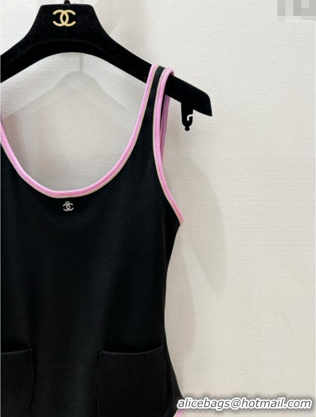 ​Best Price Chanel Stretch Jersey Swimsuit CH8601 Black/Pink 2025