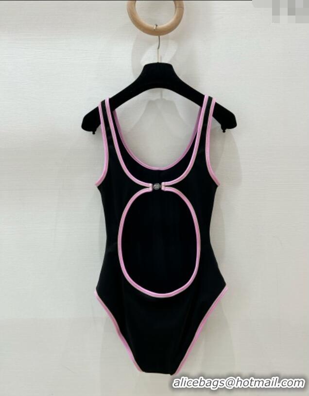 ​Best Price Chanel Stretch Jersey Swimsuit CH8601 Black/Pink 2025