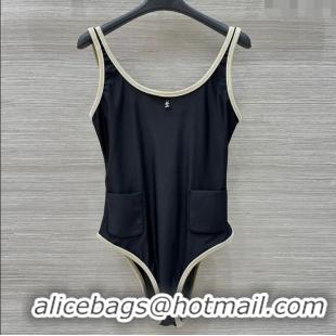 ​Buy Discount Chanel Stretch Jersey Swimsuit CH8602 Black/Beige 2025