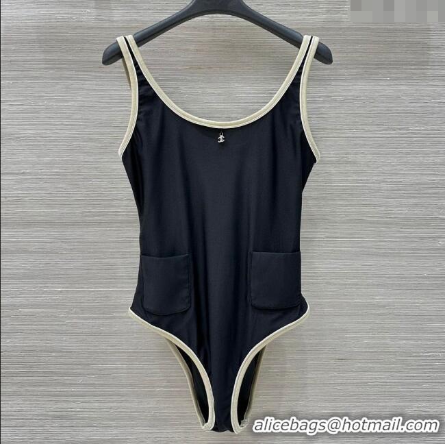 ​Buy Discount Chanel Stretch Jersey Swimsuit CH8602 Black/Beige 2025