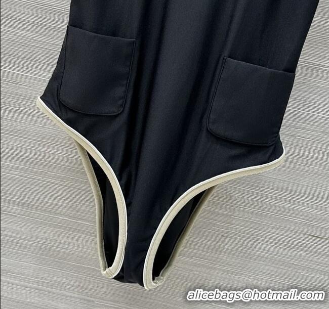 ​Buy Discount Chanel Stretch Jersey Swimsuit CH8602 Black/Beige 2025