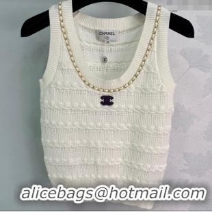 ​Super Quality Chanel Wool Knit Vest with Chain 0814 White 2025