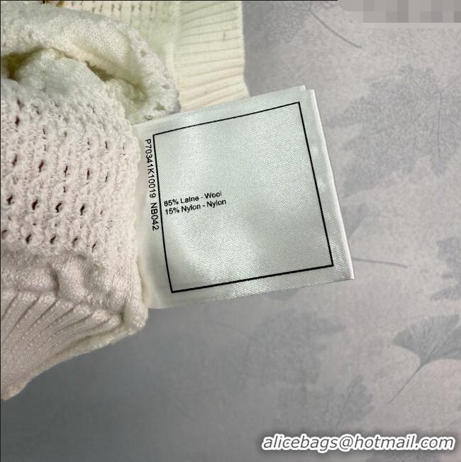 ​Super Quality Chanel Wool Knit Vest with Chain 0814 White 2025