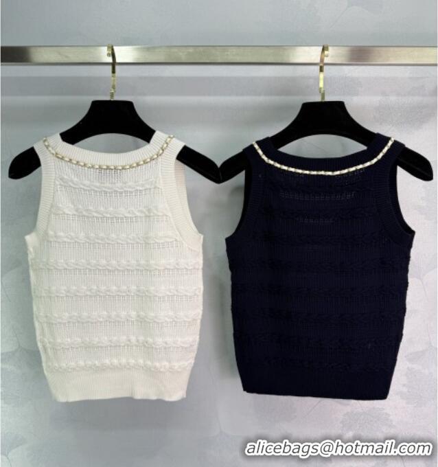 ​Super Quality Chanel Wool Knit Vest with Chain 0814 White 2025