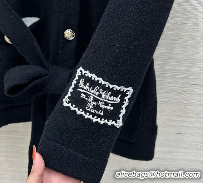Best Grade Chanel Cashmere Long Cardigan 0814 Black 2025