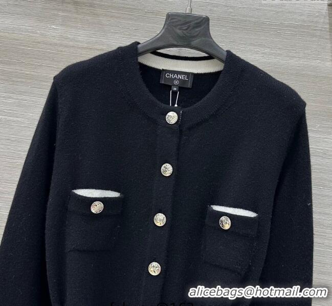 Best Grade Chanel Cashmere Long Cardigan 0814 Black 2025