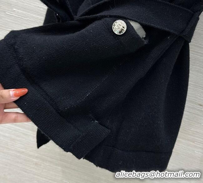 Best Grade Chanel Cashmere Long Cardigan 0814 Black 2025