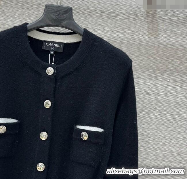 Best Grade Chanel Cashmere Long Cardigan 0814 Black 2025
