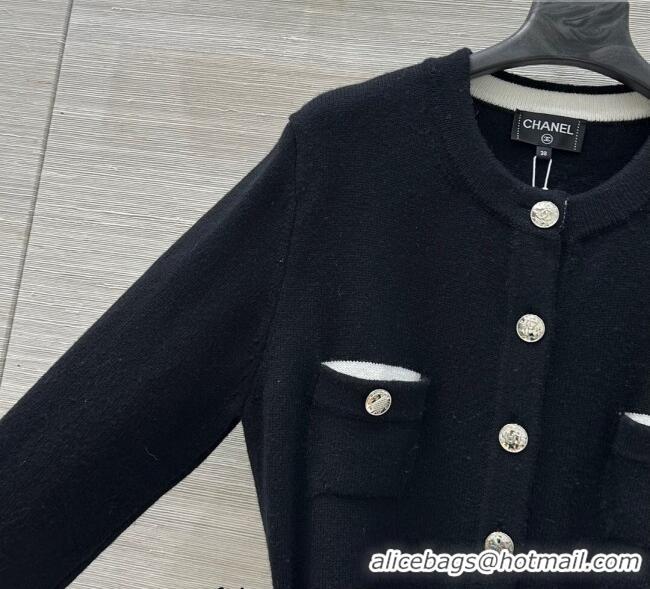 Best Grade Chanel Cashmere Long Cardigan 0814 Black 2025
