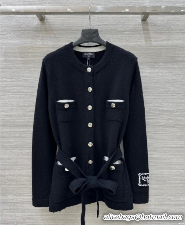 Best Grade Chanel Cashmere Long Cardigan 0814 Black 2025