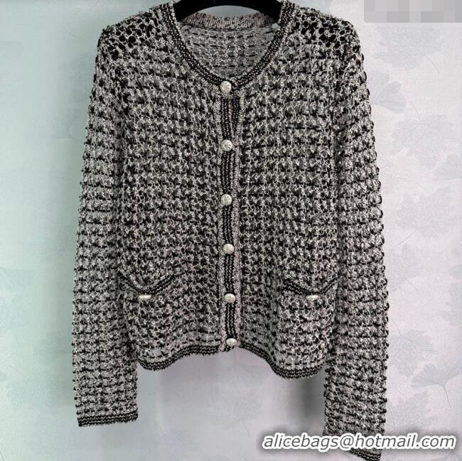 Buy Cheapest Chanel Crochet Cardigan 0813 Black 2025