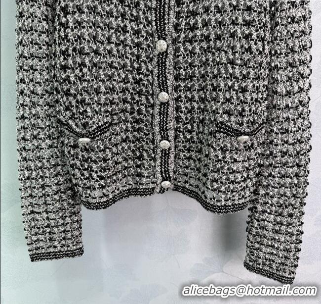 Buy Cheapest Chanel Crochet Cardigan 0813 Black 2025