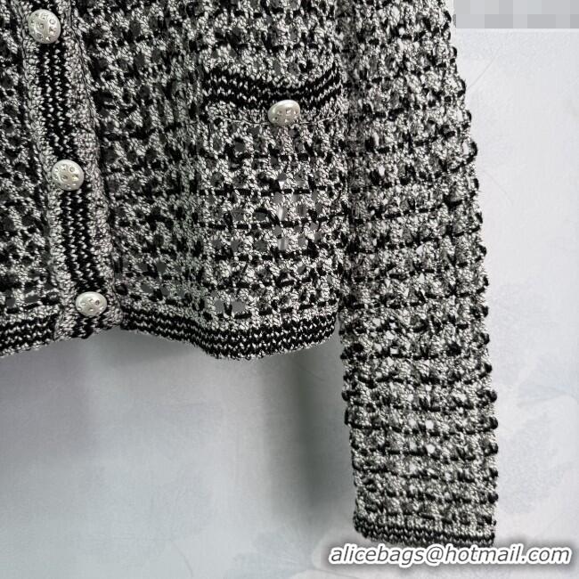 Buy Cheapest Chanel Crochet Cardigan 0813 Black 2025