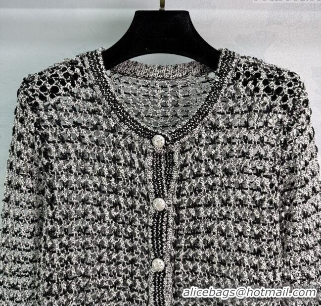 Buy Cheapest Chanel Crochet Cardigan 0813 Black 2025