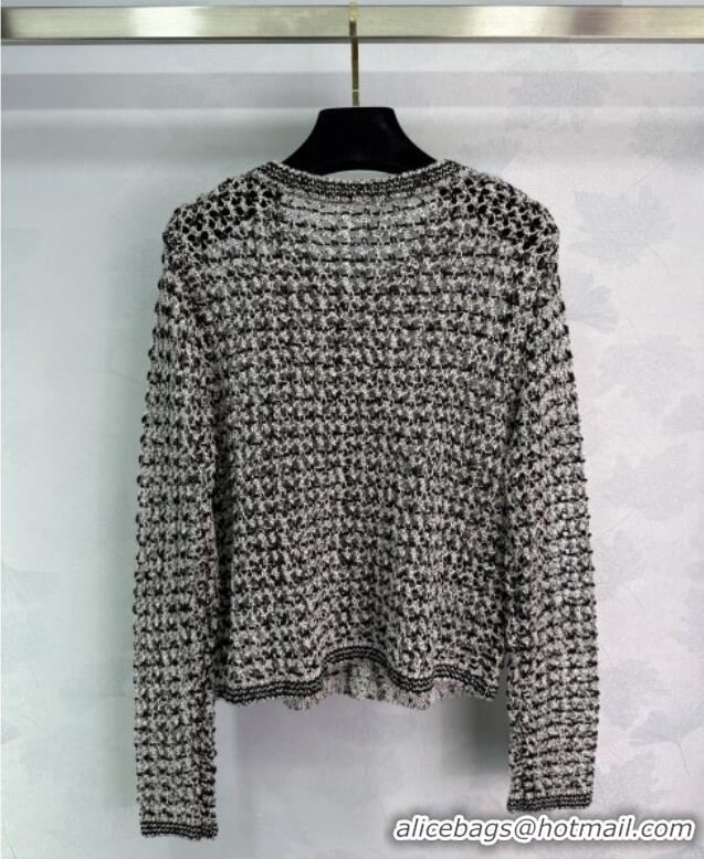 Buy Cheapest Chanel Crochet Cardigan 0813 Black 2025