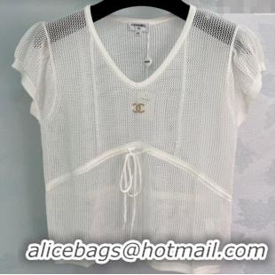 Luxury Discount Chanel Mesh Top 0814 White 2025