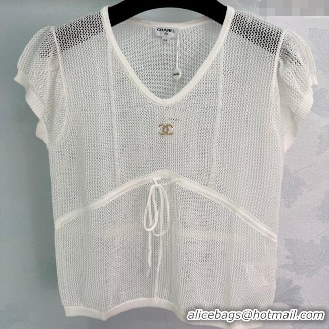 Luxury Discount Chanel Mesh Top 0814 White 2025