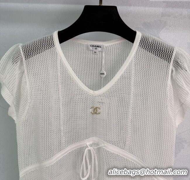 Luxury Discount Chanel Mesh Top 0814 White 2025