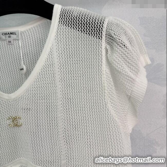 Luxury Discount Chanel Mesh Top 0814 White 2025