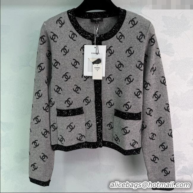 ​Best Product Chanel CC Allover Cardigan 0814 Grey 2025