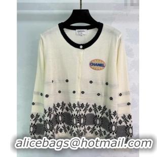 Luxury Discount Chanel Wool Knit Cardigan 0812 White 2025