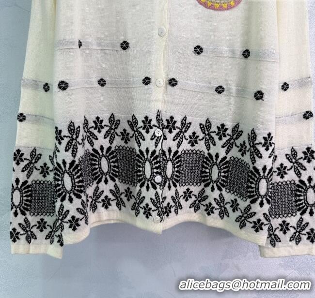 Luxury Discount Chanel Wool Knit Cardigan 0812 White 2025