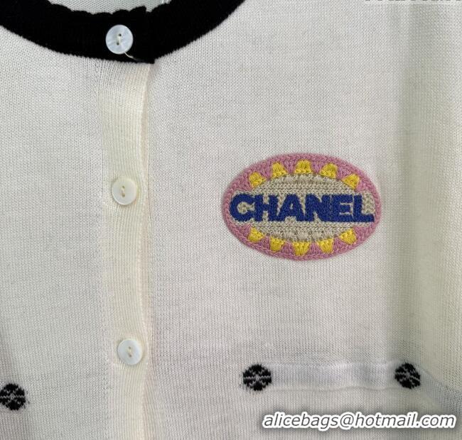 Luxury Discount Chanel Wool Knit Cardigan 0812 White 2025
