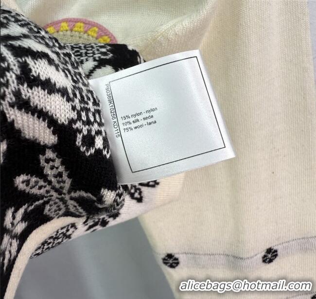Luxury Discount Chanel Wool Knit Cardigan 0812 White 2025