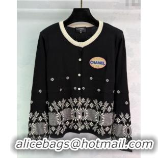 Free Shipping Discount Chanel Wool Knit Cardigan 0812 Black 2025