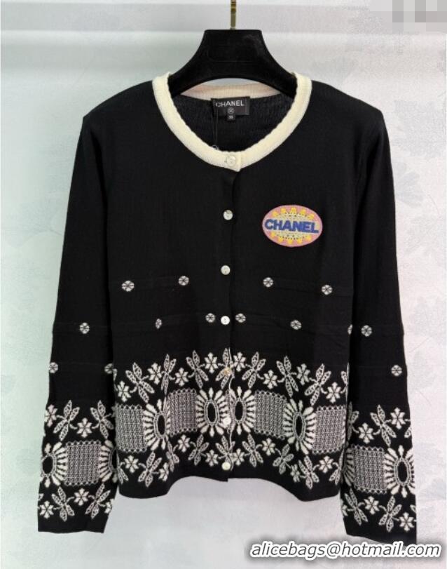 Free Shipping Discount Chanel Wool Knit Cardigan 0812 Black 2025