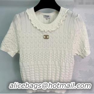 Super Quality Chanel Wool Knit Top 0812 White 2025