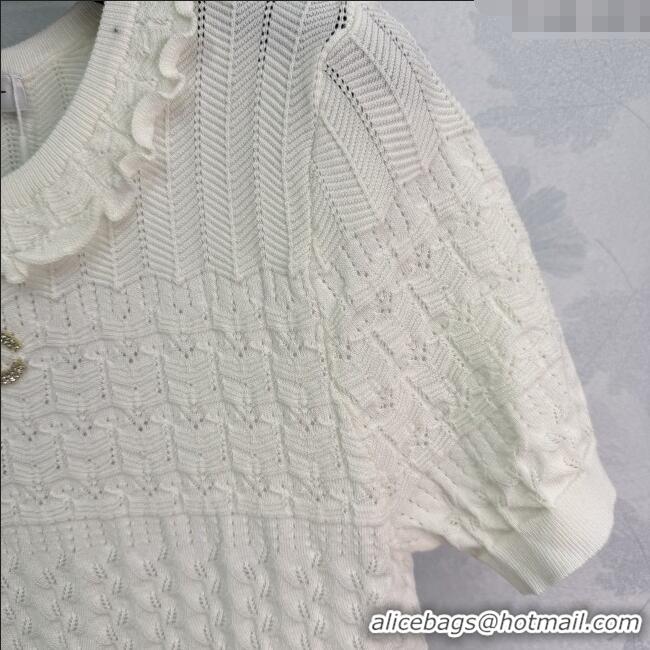 Super Quality Chanel Wool Knit Top 0812 White 2025