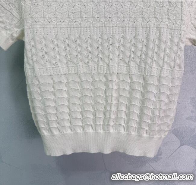 Super Quality Chanel Wool Knit Top 0812 White 2025