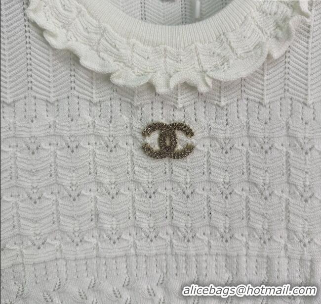 Super Quality Chanel Wool Knit Top 0812 White 2025