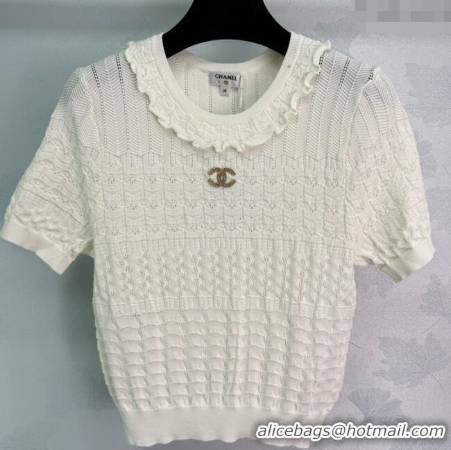 Super Quality Chanel Wool Knit Top 0812 White 2025