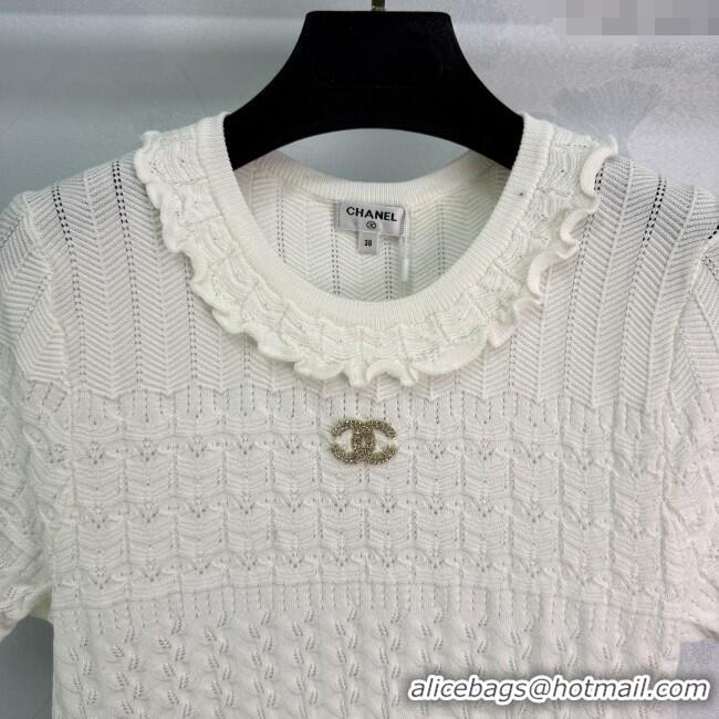 Super Quality Chanel Wool Knit Top 0812 White 2025