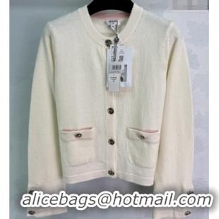 Shop Discount Chanel Cashmere Cardigan 0812 White 2025