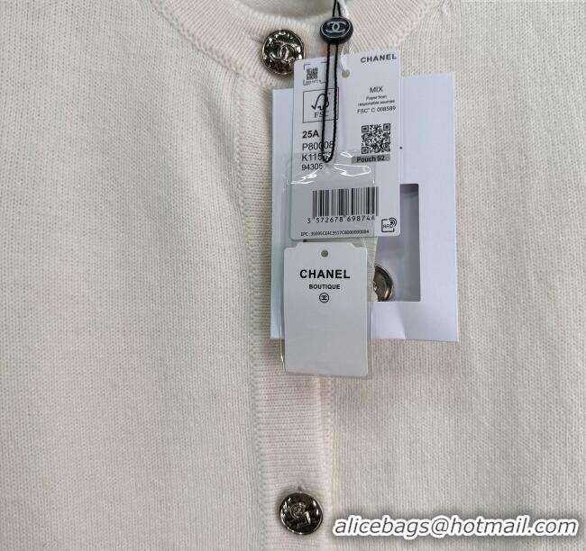 Shop Discount Chanel Cashmere Cardigan 0812 White 2025