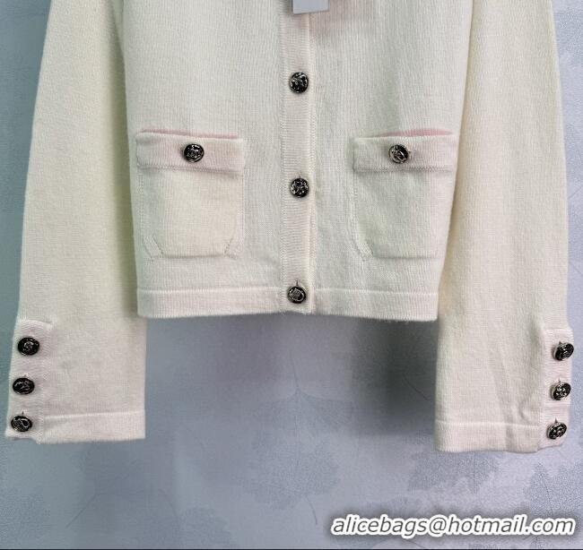 Shop Discount Chanel Cashmere Cardigan 0812 White 2025